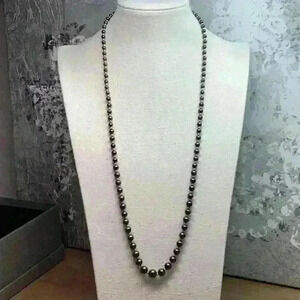 Vintage Marvella Black Glass Beaded Necklace with Gold